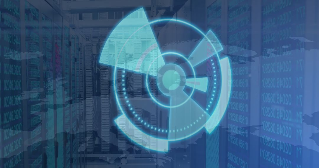 Digital Interface over Virtual Server Room with Data Visualization