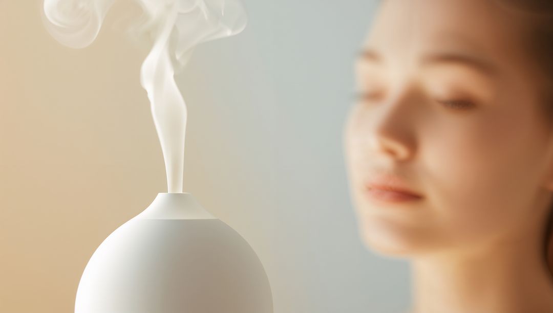 Matte Ceramic Aroma Diffuser Releasing Thin Vapor with Blurred Face for Spa Wellness