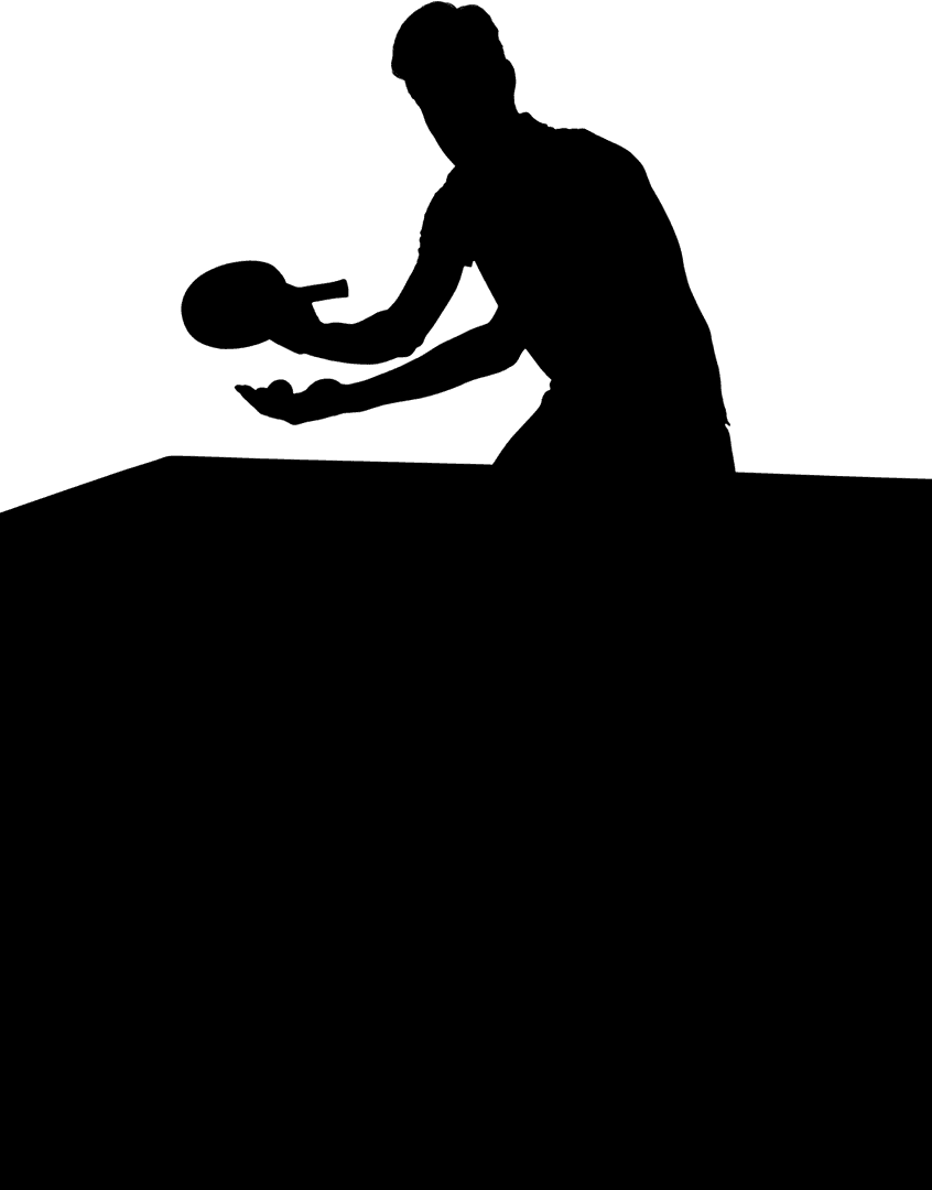 Silhouetted Male Table Tennis Player on Transparent Background