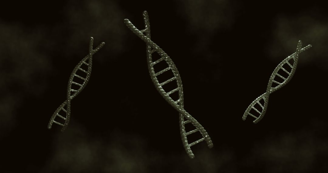 Digitally Generated DNA Strands on Dark Background