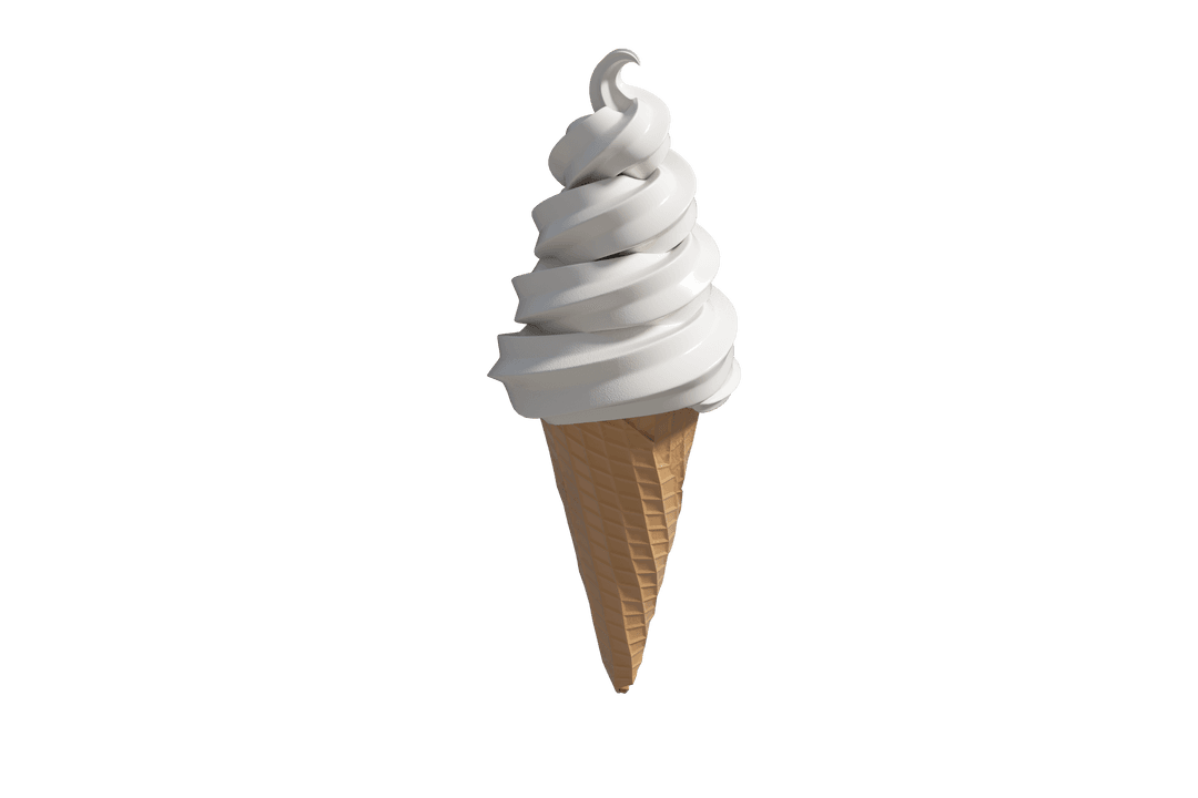Vanilla Soft Serve Ice Cream Cone with Transparent Background
