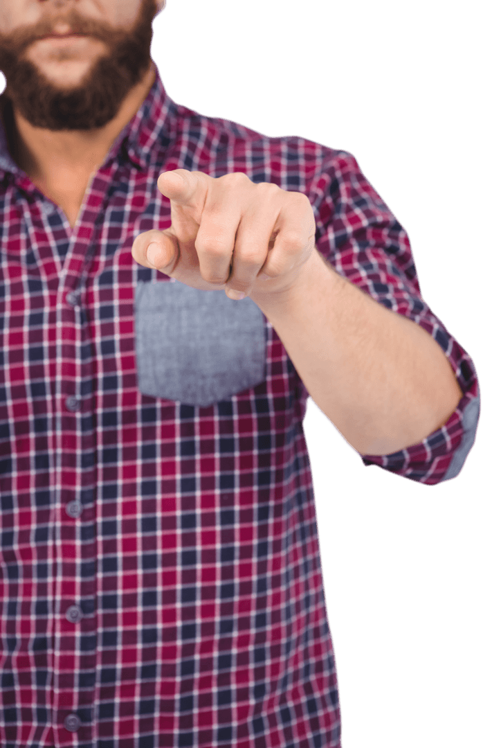 Casual Shirt Hipster Pointing Finger Isolated Transparent Background