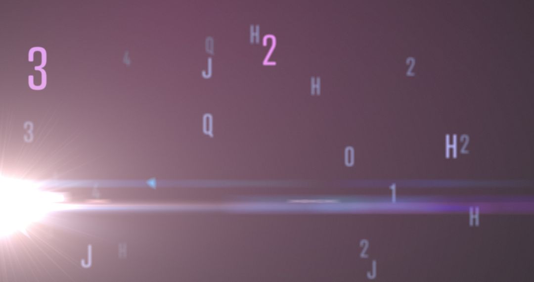 Dynamic Digital Numbers and Alphabets Amidst Purple Glow