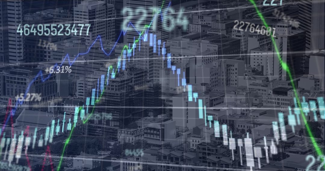 Digital Data Analysis Overlay on Cityscape for Business Insights