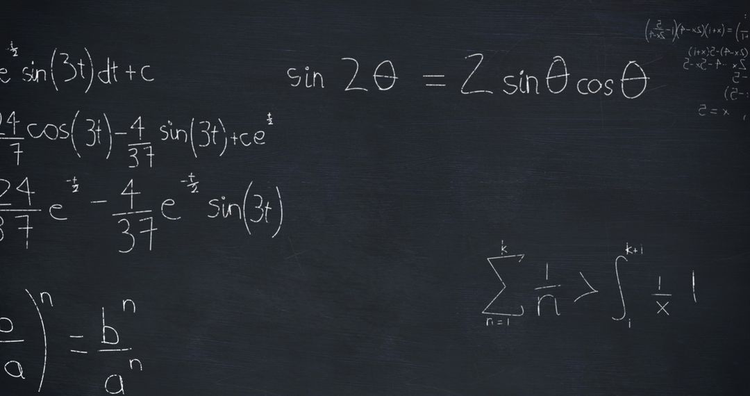 Complex Mathematical Formulae on Blackboard Background