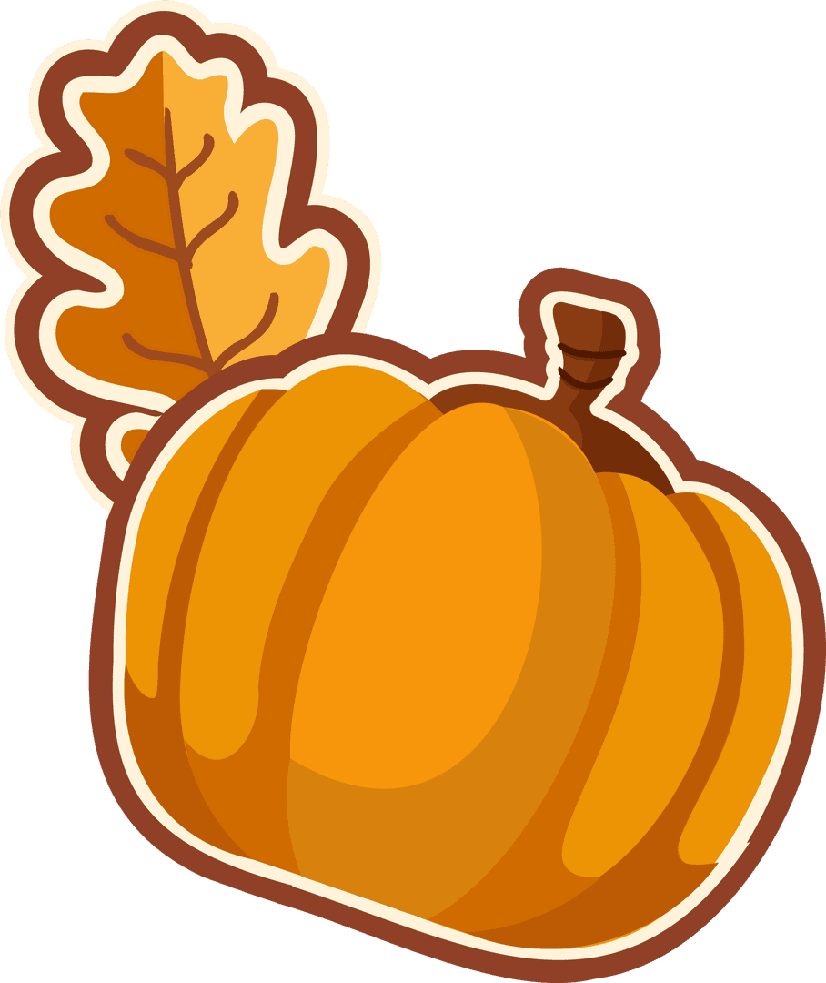 Autumn Pumpkin with Oak Leaf Transparent Graphic