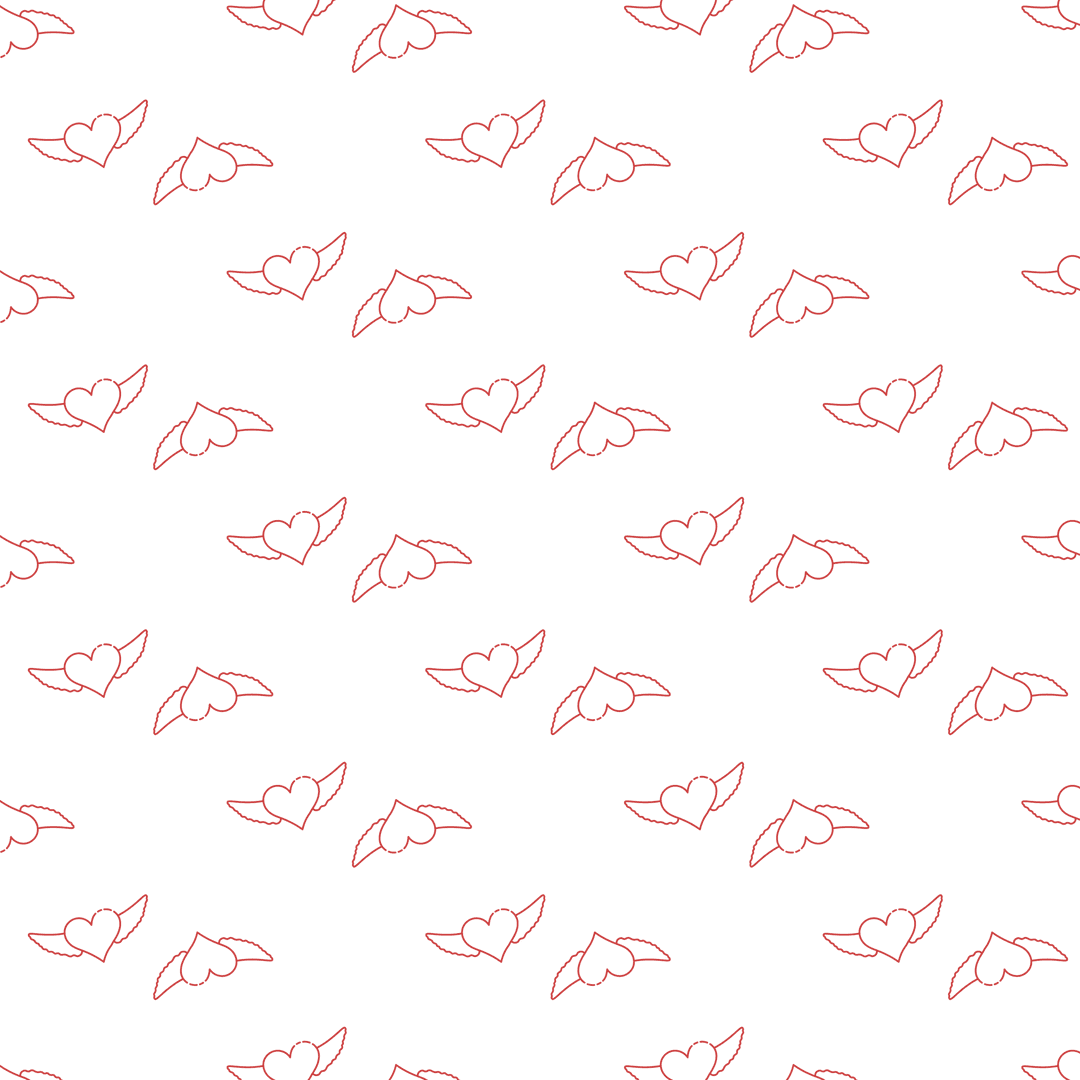 Transparent Red Hearts with Wings on Png Background
