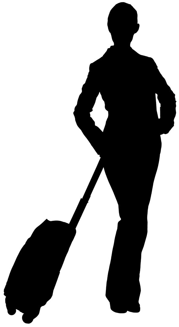 Transparent Silhouette of Woman with Suitcase
