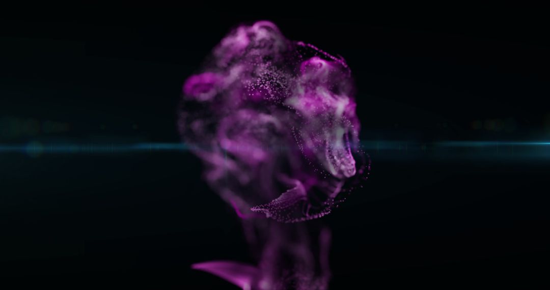 Purple Particle Mesh on Black Background Representing Digital Concept