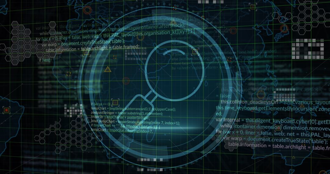 Abstract Digital Interface with Data and World Map Backdrop