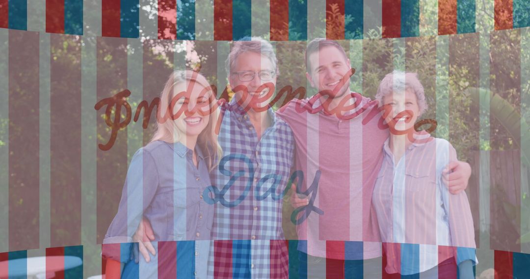 Smiling Family Celebrating Independence Day in Garden
