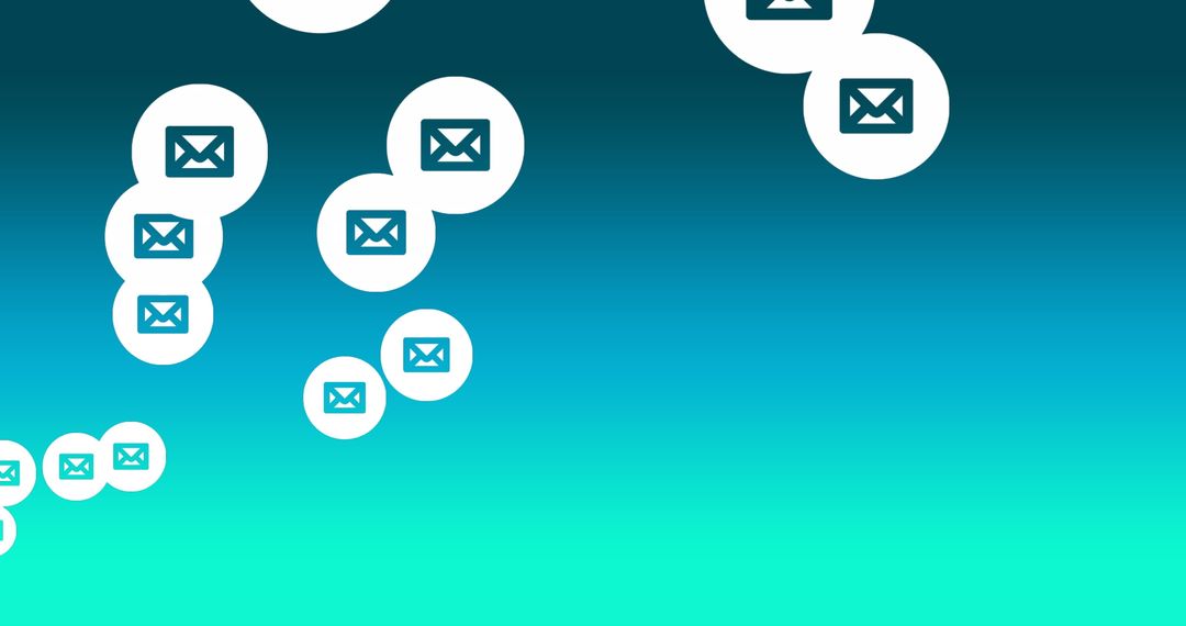 Floating Email Icons on Gradient Background Symbolizing Digital Communication