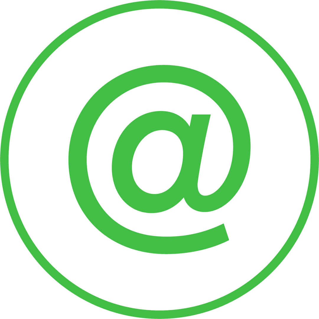 Green At Symbol for Email Communication on Transparent Background