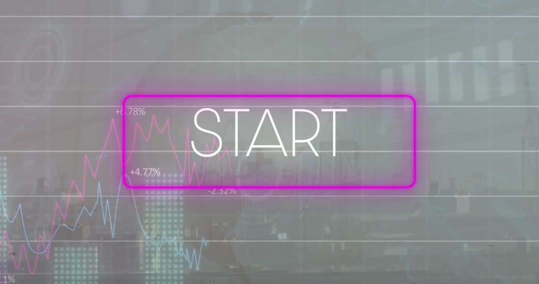 Neon Start Button with Financial and Global Themes