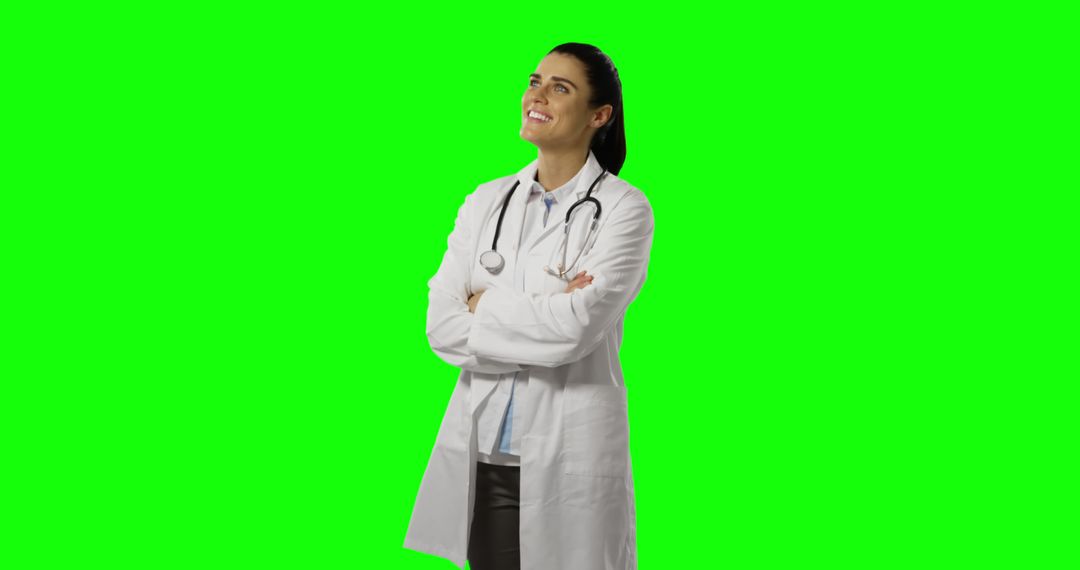 Confident Female Doctor With Stethoscope, Green Screen Background - Free Images, Stock Photos and Pictures on Pikwizard.com