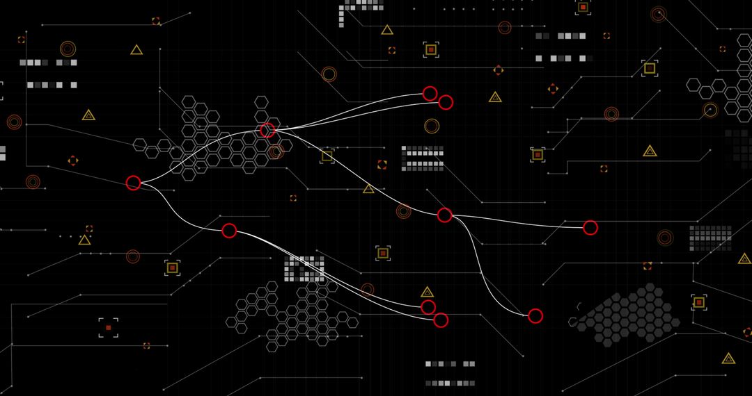 Futuristic Digital Data Network on Dark Screen