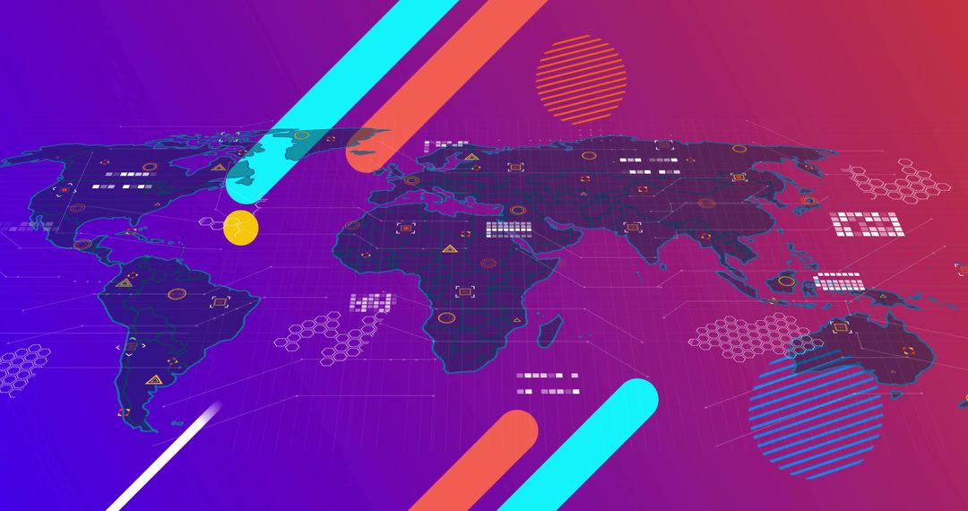 Futuristic World Map Data Dashboard With Digital Visualization