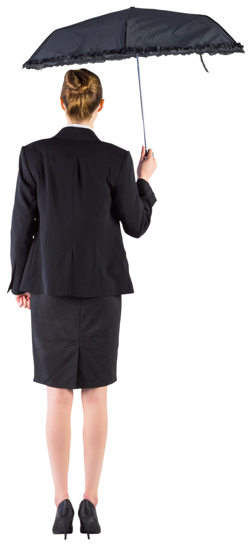 Businesswoman Holding Black Umbrella Isolated Against Transparent Background - Download Free Stock Images Pikwizard.com