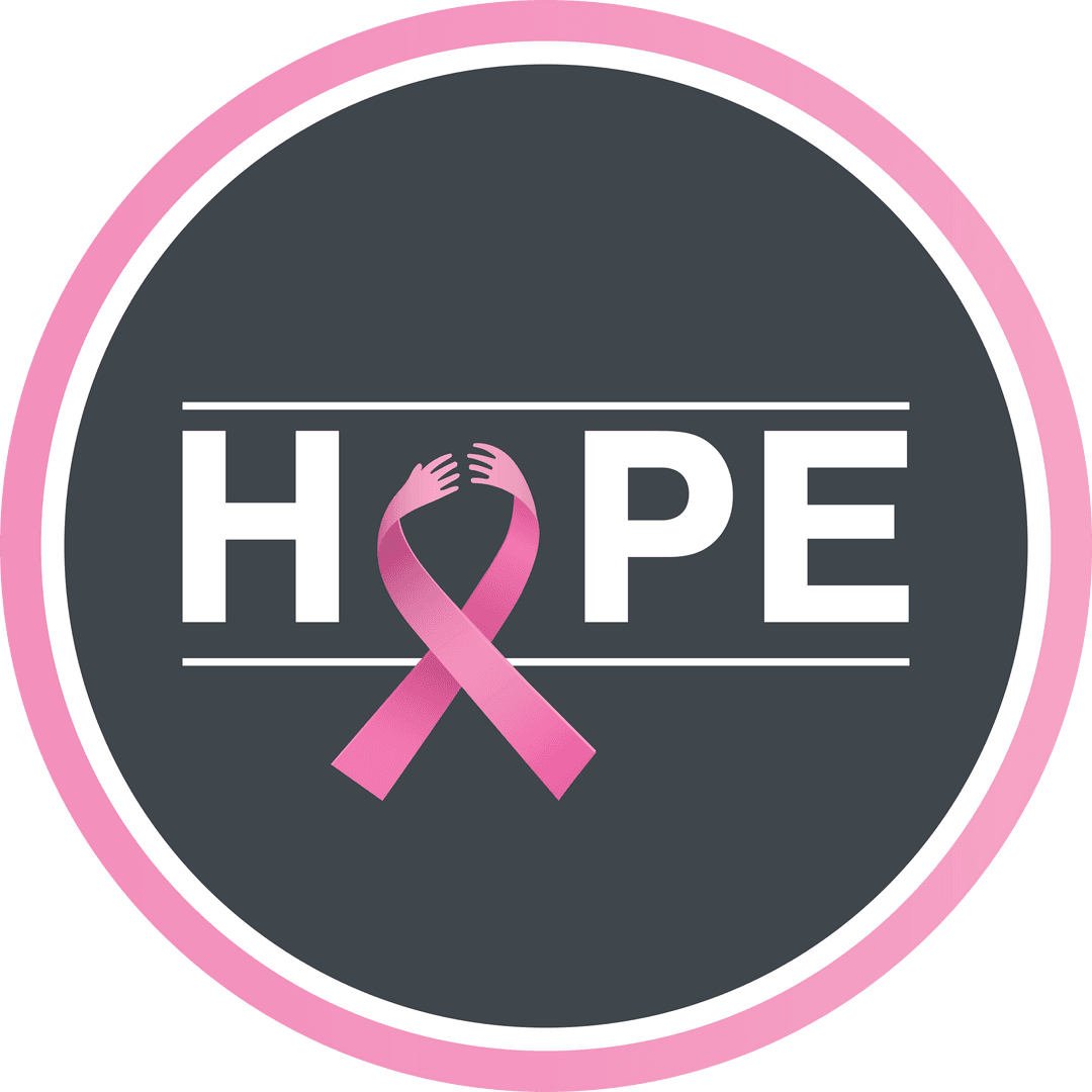 Hope Badge with Pink Ribbon on Transparent Background