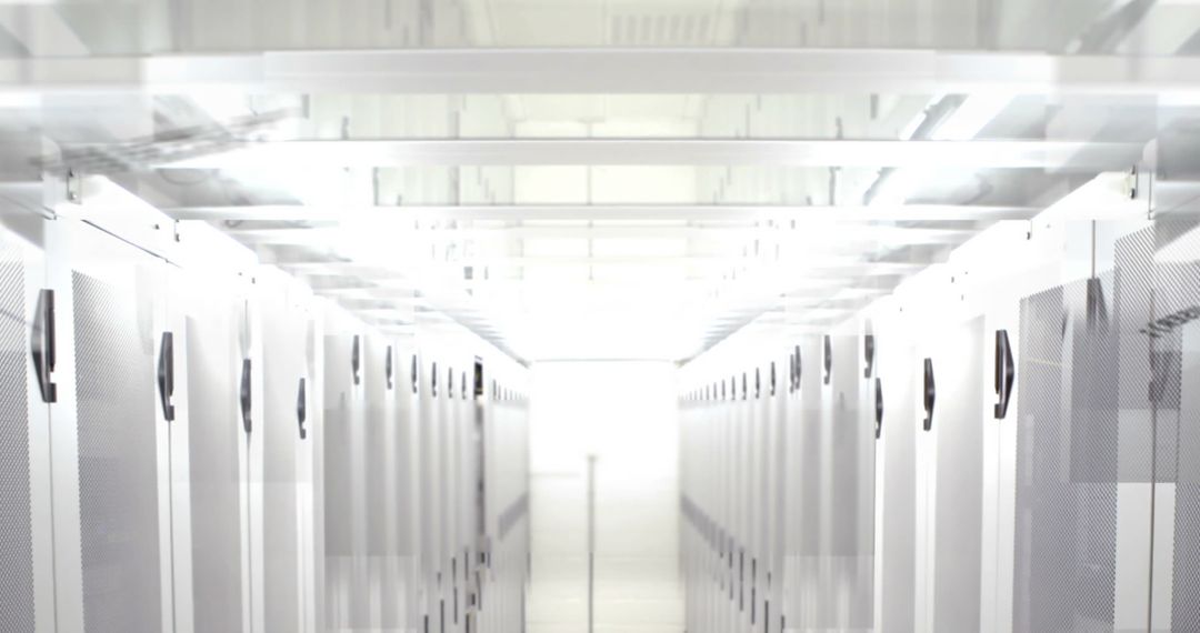 Futuristic Data Center with Modern Server Rows