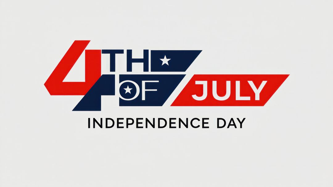 Modern 4th of July Independence Day Emblem on Light Grey