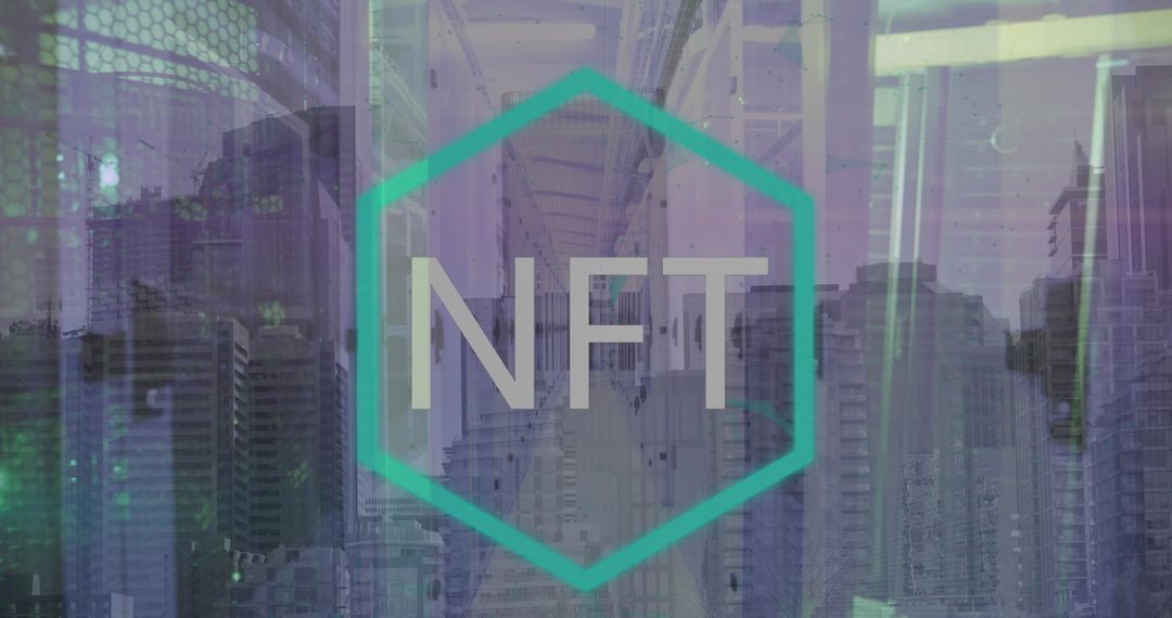 Futuristic NFT Design Blending Technology and Skyline