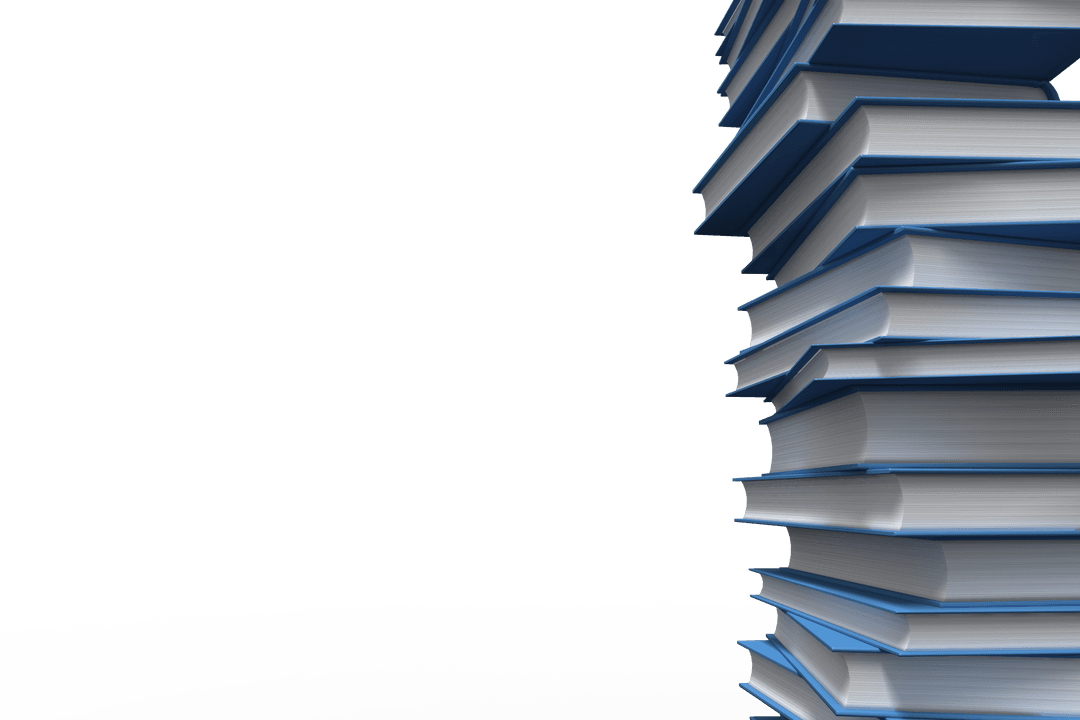 Towering Stack of Blue Books on Transparent Background
