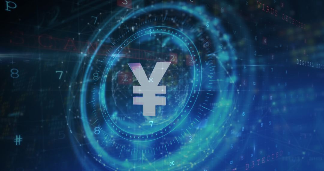 Digital Yen Symbol in Cybersecurity Interface