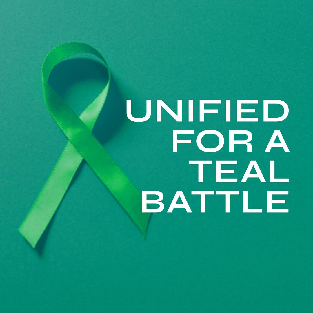 Teal Ribbon Signifying Ovarian Cancer Awareness and Unity