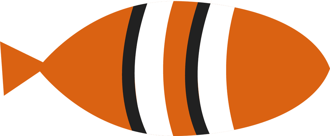 Transparent Minimalist Clownfish Icon with Bold Orange Design