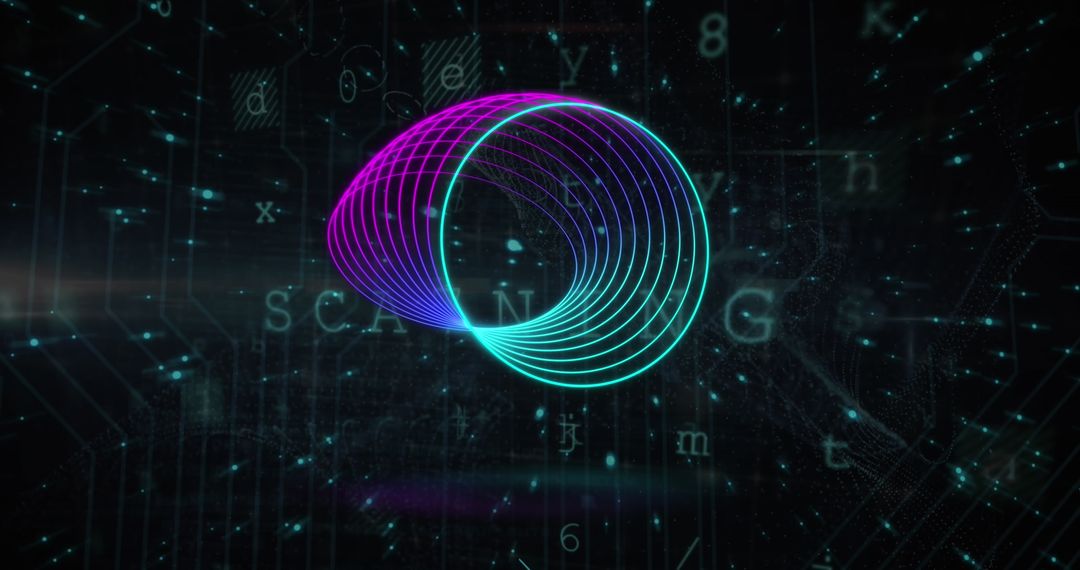 digital interface with neon circles and data streams - Free Images, Stock Photos and Pictures on Pikwizard.com