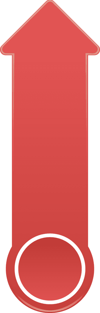 Red Arrow Directional Symbol on Transparent Background