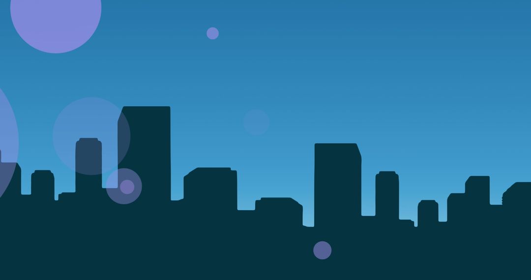 Urban Skyline Silhouette at Dusk with Abstract Glow