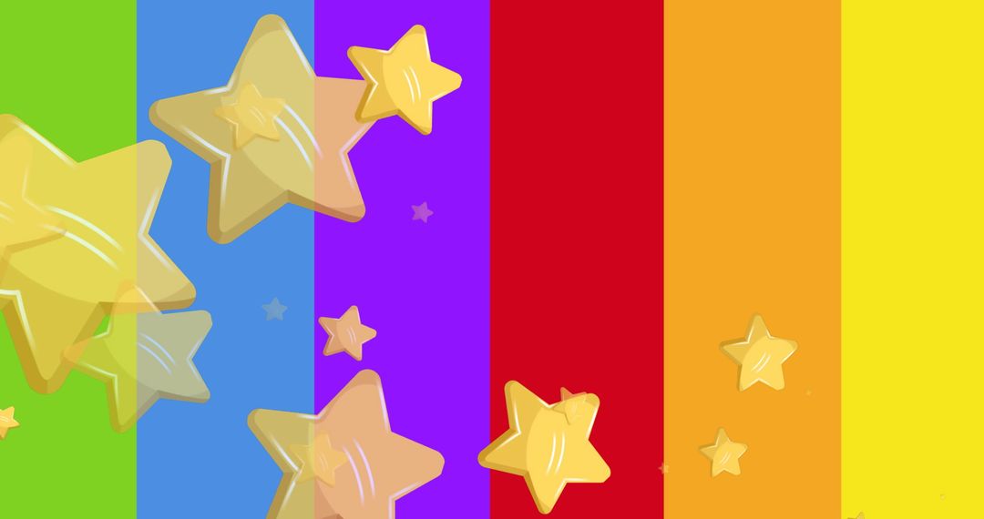 Falling Gold Stars on Rainbow Background for Celebrations