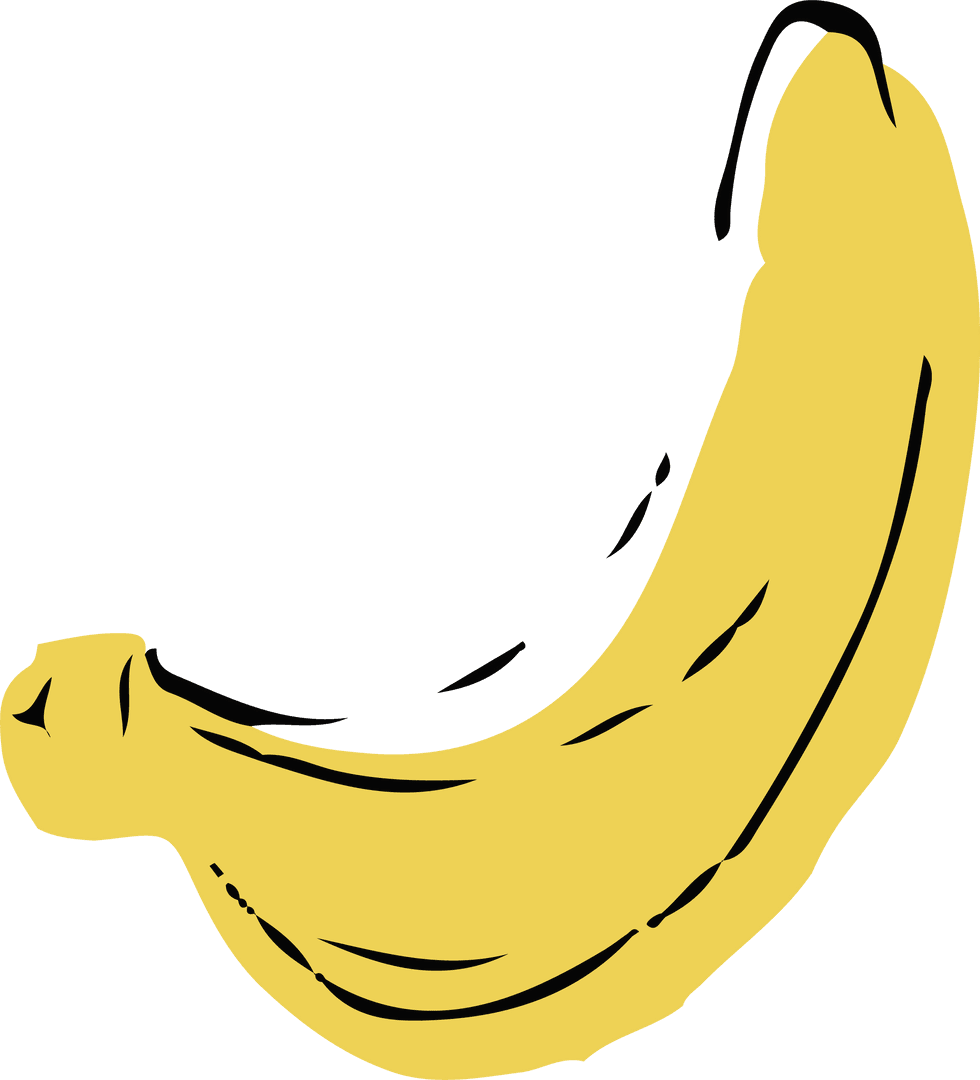 Vector Style Transparent Banana Illustration with Black Lines