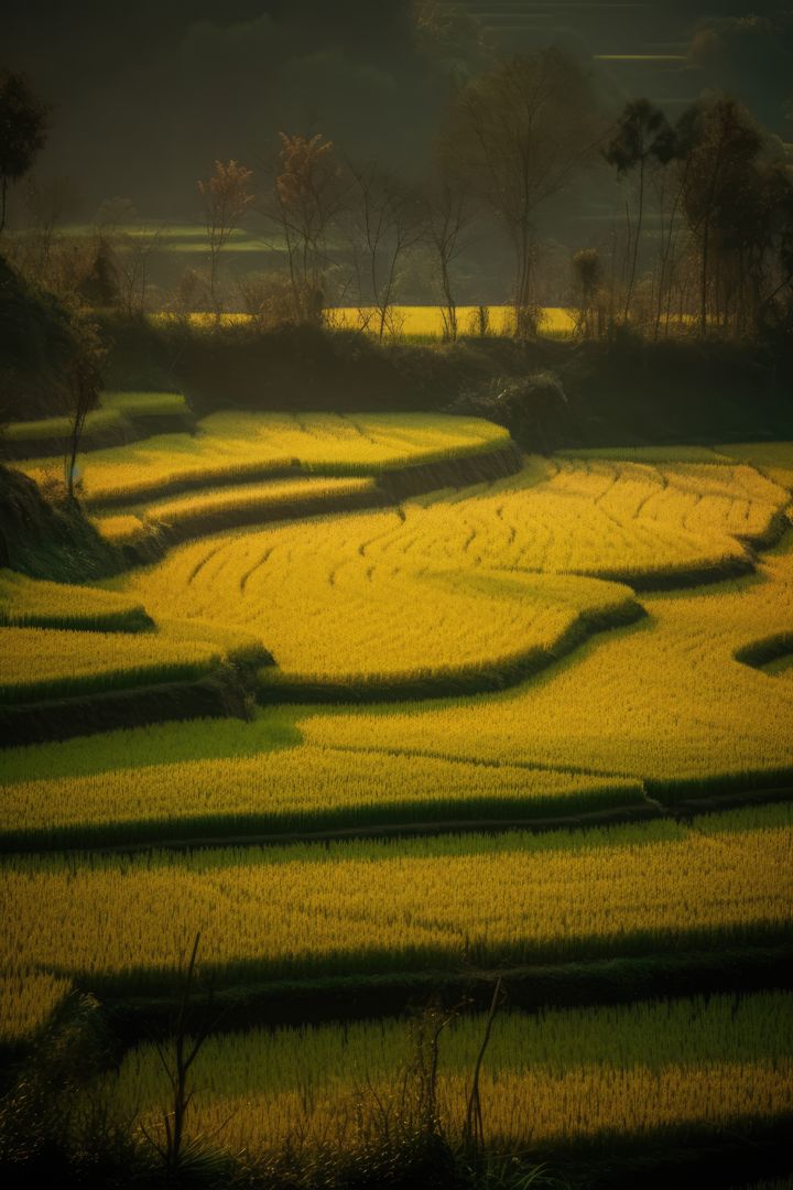 Golden Rice Terraces at Dusk - Free Images, Stock Photos and Pictures on Pikwizard.com
