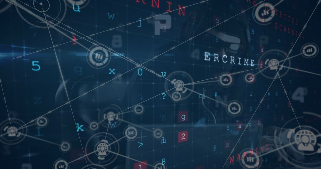 Cybersecurity Concept with Hacker and Digital Connections