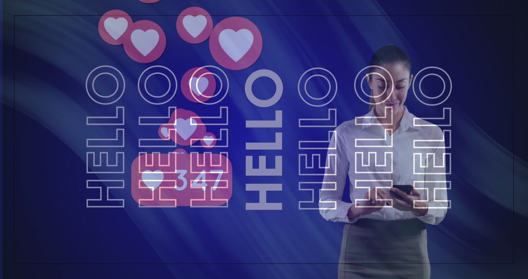 Businesswoman Interacting with Social Media on Smart Device