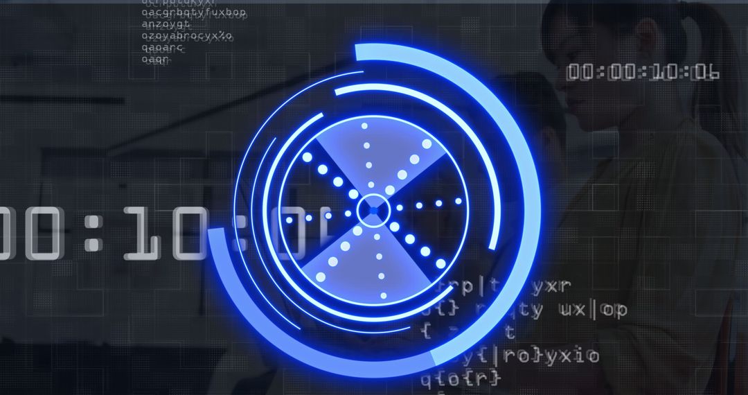 Futuristic Data Analysis Interface with Business People in Office