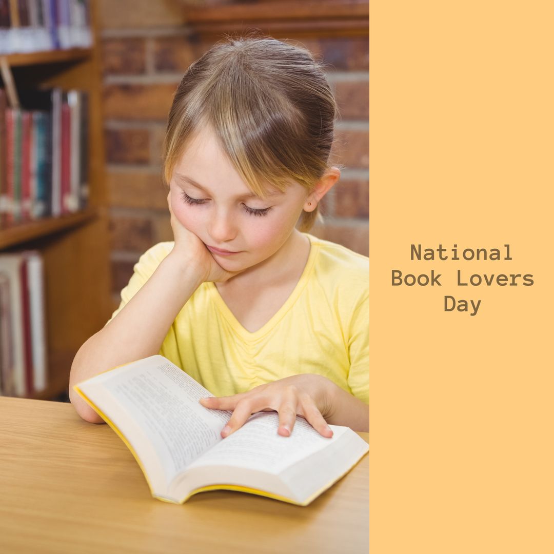 Young Girl Immersed in Reading for National Book Lovers Day