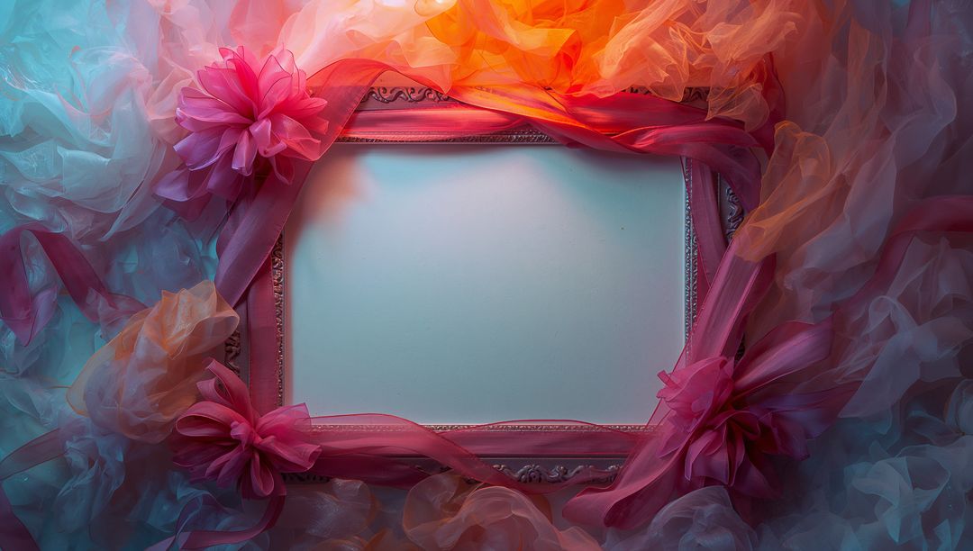 Elegant Ornate Pink Frame with Tulle and Ribbon Bows