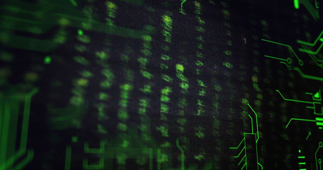 Digital Code and Circuit on Black Tech Background