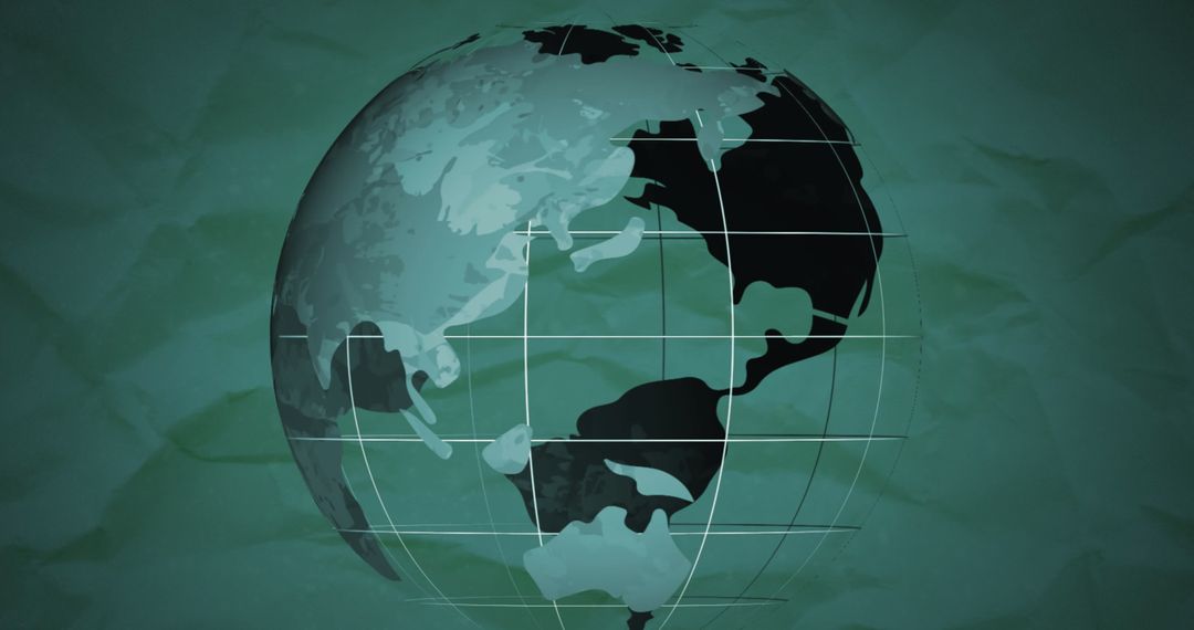 Digital Globe Interface with Green Waves Surrounding Continents