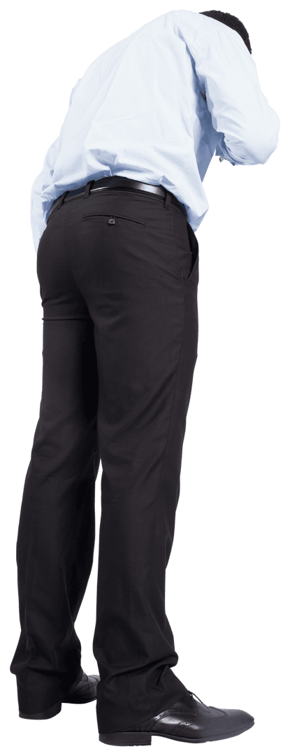 Back View of Caucasian Businessman Standing Isolated on Transparent