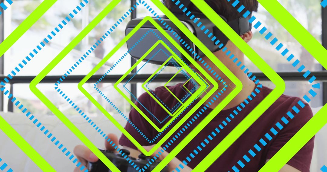 Teen Engaging with Virtual Reality Using Game Controller