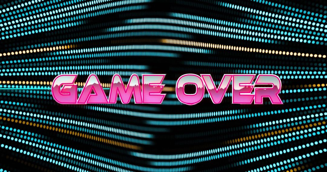 Game Over Text on Neon Pattern Digital Background