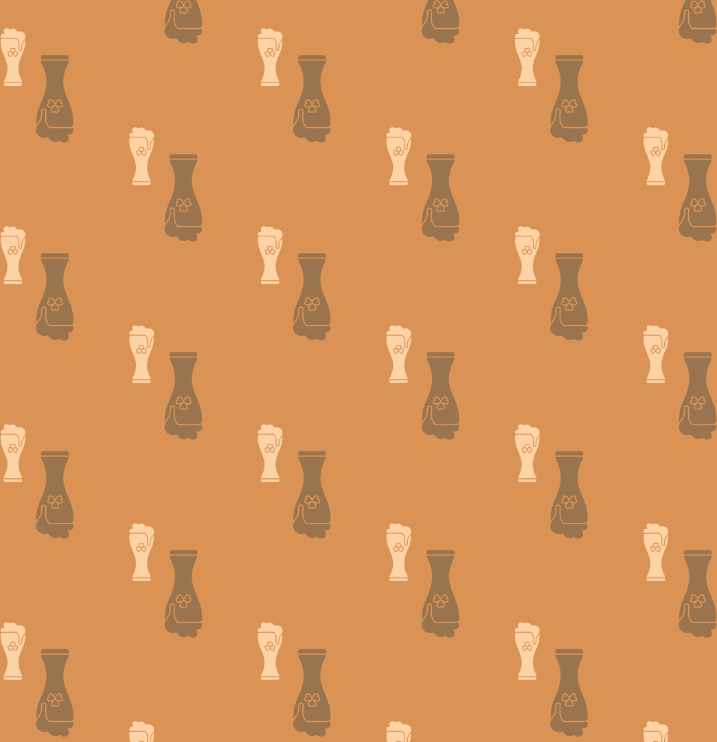 Beer Glasses with Clover on Orange Transparent Pattern St Patricks Day