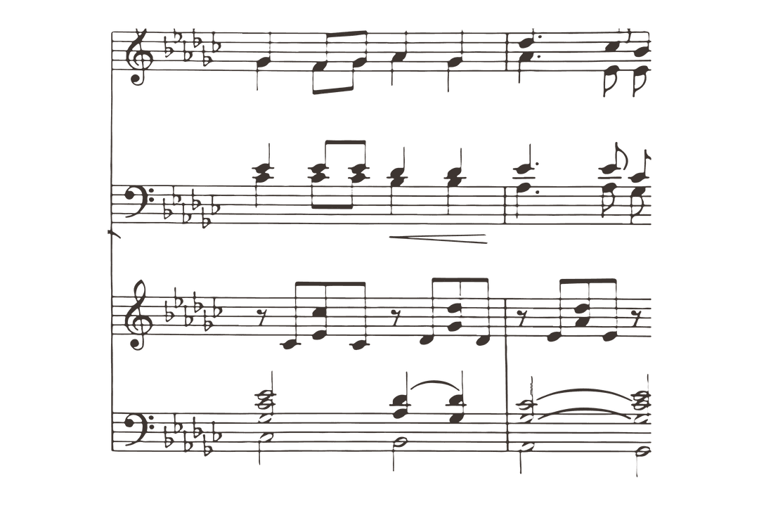 Sheet Music Score on Transparent Background for Musical Design