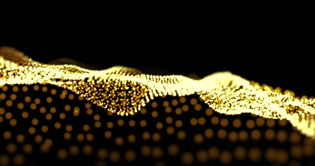 Abstract Glowing Yellow Particle Waves over Black