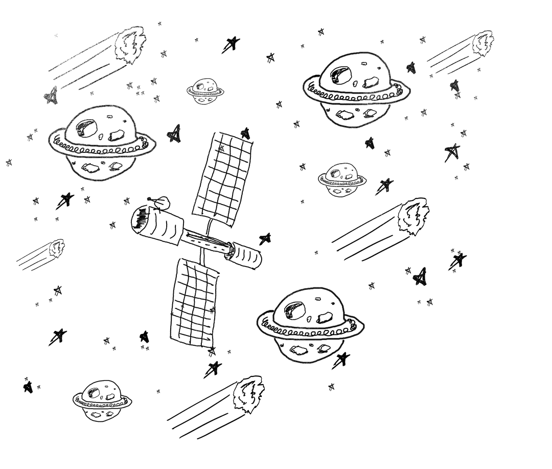 Hand Drawn Outer Space Illustration on Transparent Background